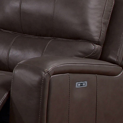 Elle 37 Inch Glider Chair, Manual Recliner, Cushioned, Brown Faux Leather
