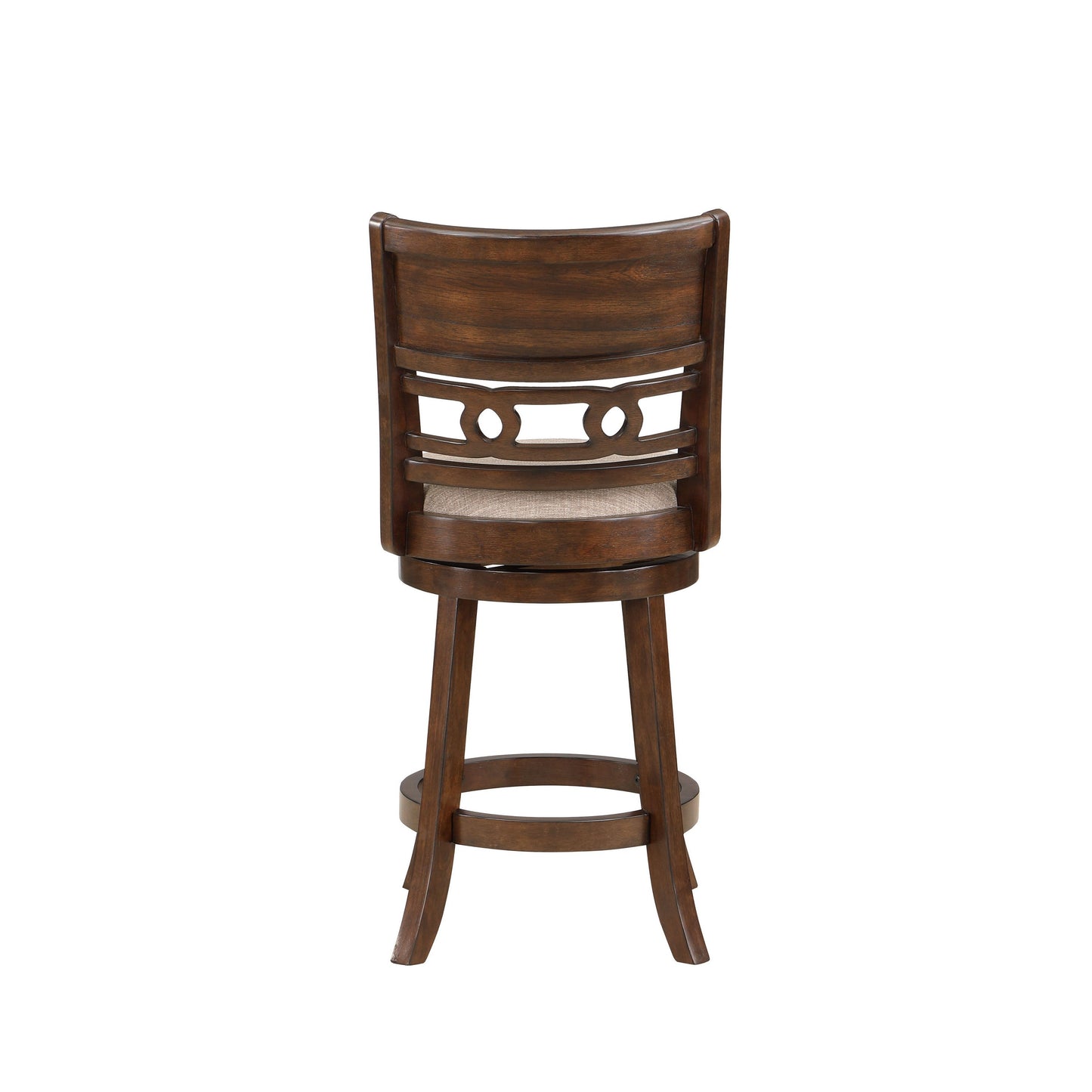 Gary 24 Inch Swivel Counter Stool, Cushioned Seat, Open Back, Cherry Brown