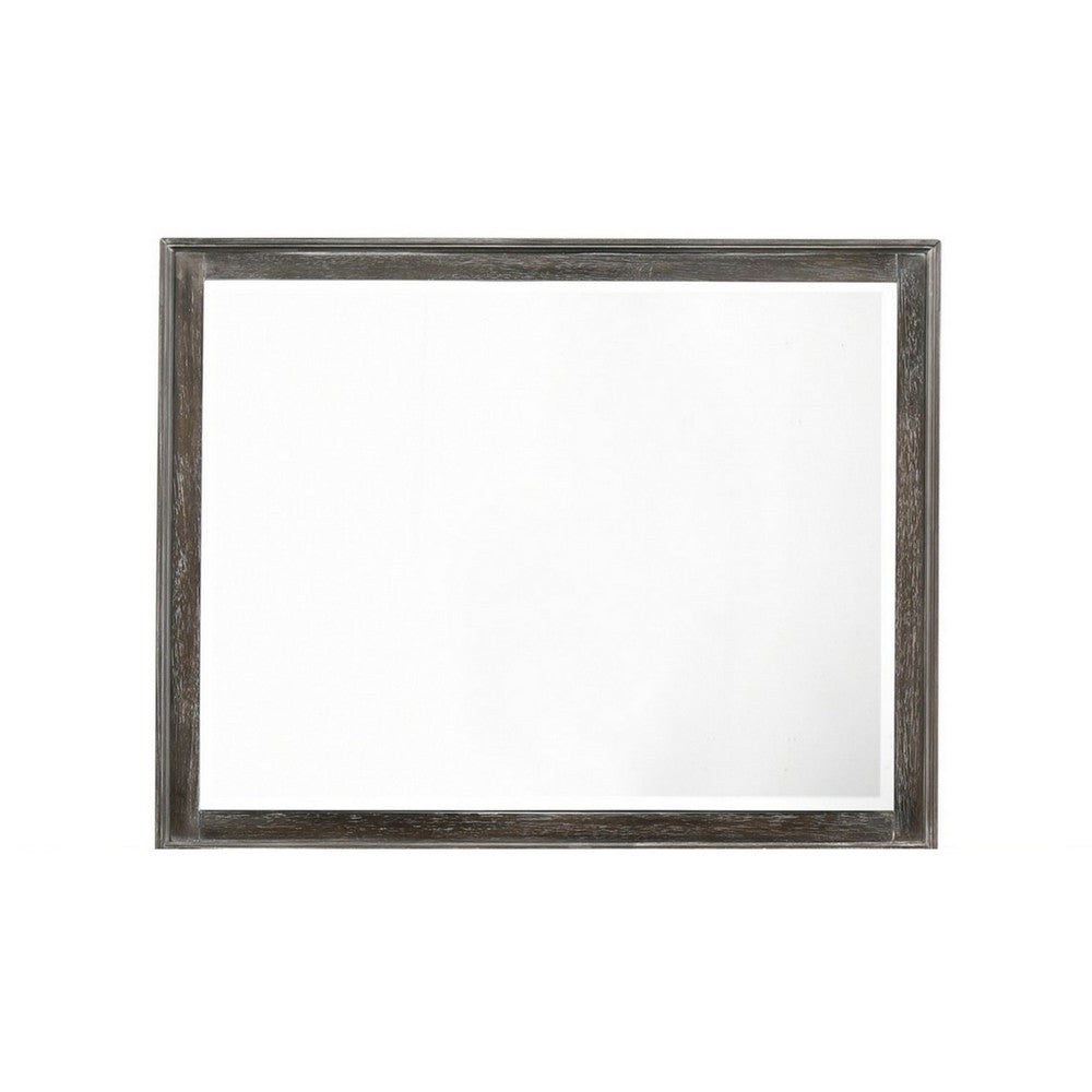 Zavi 32 x 40 Dresser Mirror, Rectangular, Glass, Nutmeg Brown Finish