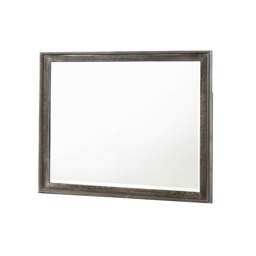 Zavi 32 x 40 Dresser Mirror, Rectangular, Glass, Nutmeg Brown Finish