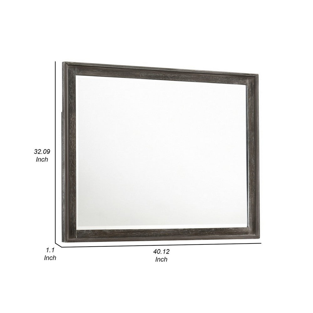 Zavi 32 x 40 Dresser Mirror, Rectangular, Glass, Nutmeg Brown Finish