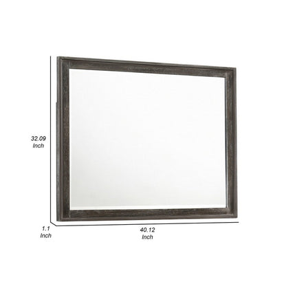 Zavi 32 x 40 Dresser Mirror, Rectangular, Glass, Nutmeg Brown Finish