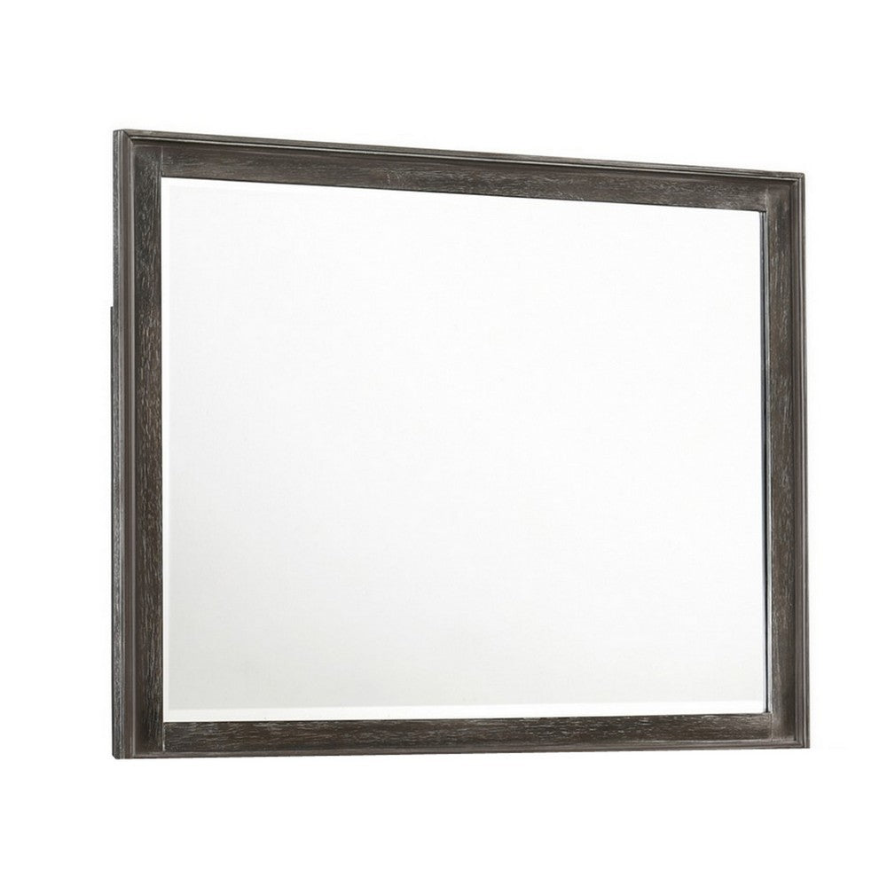 Zavi 32 x 40 Dresser Mirror, Rectangular, Glass, Nutmeg Brown Finish