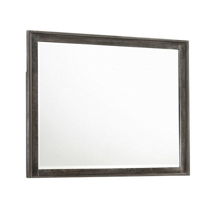 Zavi 32 x 40 Dresser Mirror, Rectangular, Glass, Nutmeg Brown Finish