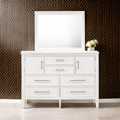 Zavi 32 x 40 Dresser Mirror, Rectangular Shape, Tempered Glass, White