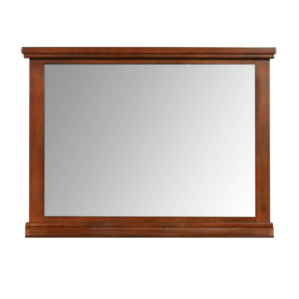 Lan 40 x 47 Dresser  Mirror, Rectangular Tempered Glass, Classic Brown