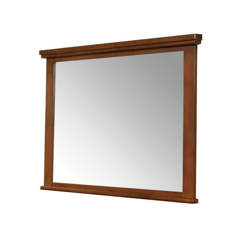 Lan 40 x 47 Dresser  Mirror, Rectangular Tempered Glass, Classic Brown