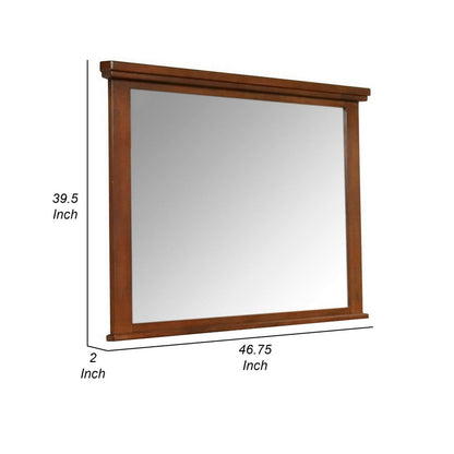 Lan 40 x 47 Dresser  Mirror, Rectangular Tempered Glass, Classic Brown