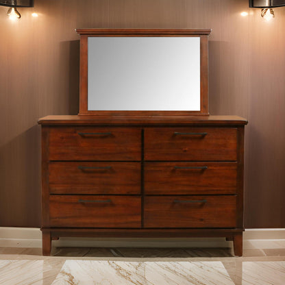 Lan 40 x 47 Dresser  Mirror, Rectangular Tempered Glass, Classic Brown