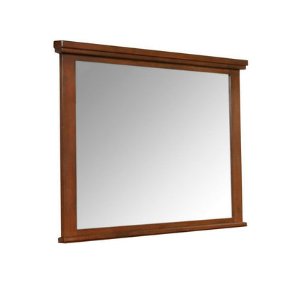 Lan 40 x 47 Dresser  Mirror, Rectangular Tempered Glass, Classic Brown