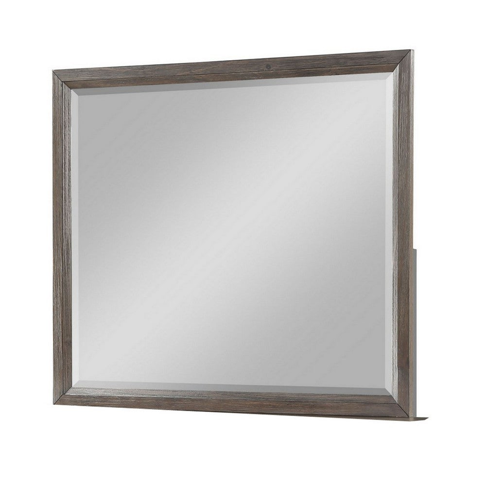 Wali 38 x 44 Dresser Mirror, Beveled, Rectangular Tempered Glass, Gray