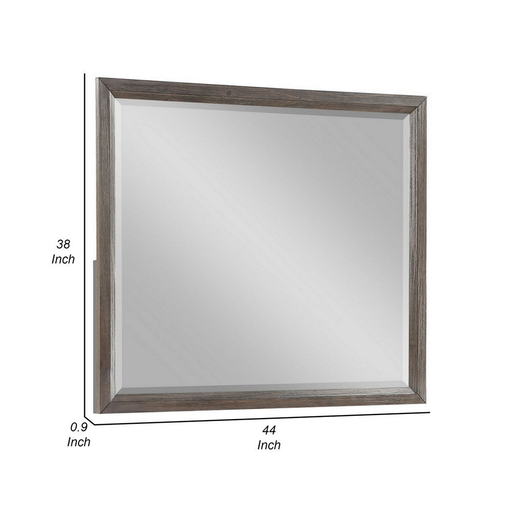 Wali 38 x 44 Dresser Mirror, Beveled, Rectangular Tempered Glass, Gray