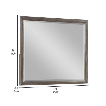 Wali 38 x 44 Dresser Mirror, Beveled, Rectangular Tempered Glass, Gray