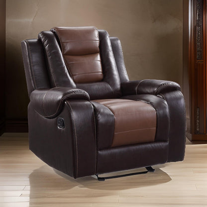 Istro 39 Inch Glider Manual Recliner Chair, 2 Tone Gray Faux Leather