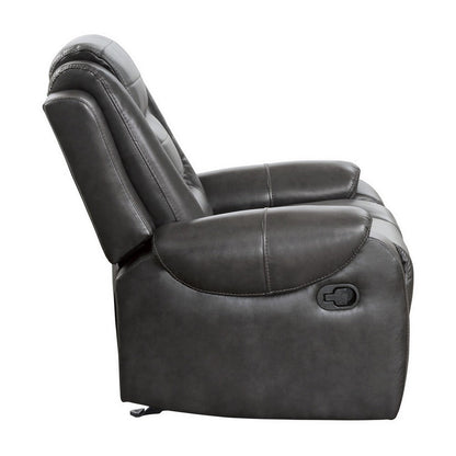 Istro 39 Inch Glider Manual Recliner Chair, 2 Tone Gray Faux Leather