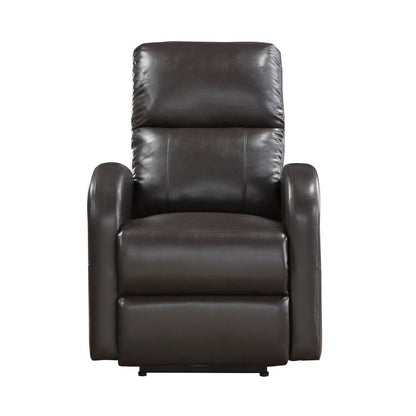 Rica 38 Inch Power Recliner Chair, Plush Brown Faux Leather, Foam Cushions