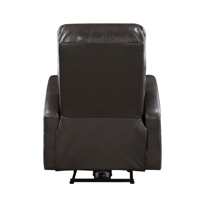 Rica 38 Inch Power Recliner Chair, Plush Brown Faux Leather, Foam Cushions