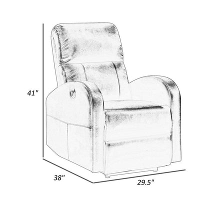 Rica 38 Inch Power Recliner Chair, Plush Brown Faux Leather, Foam Cushions