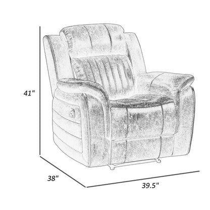 Bento 38 Inch Manual Recliner Chair, Tab Pull, Sandy Brown Microfiber