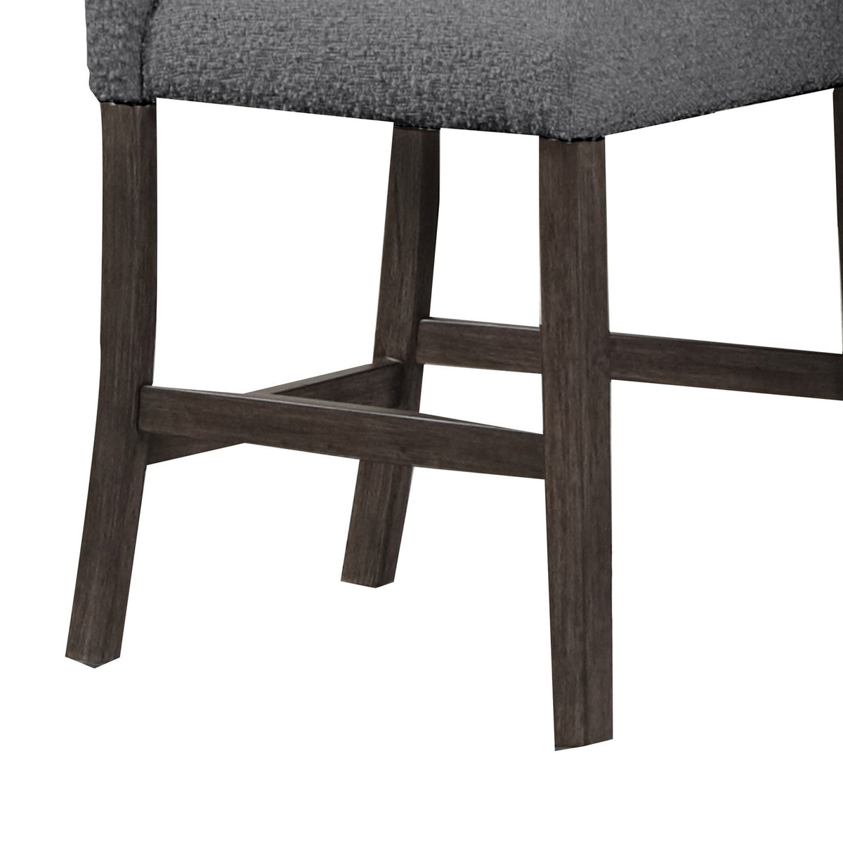 Ghy 25 Inch Dining Side Chair Set of 2, Gray Textured Upholstery, Brown