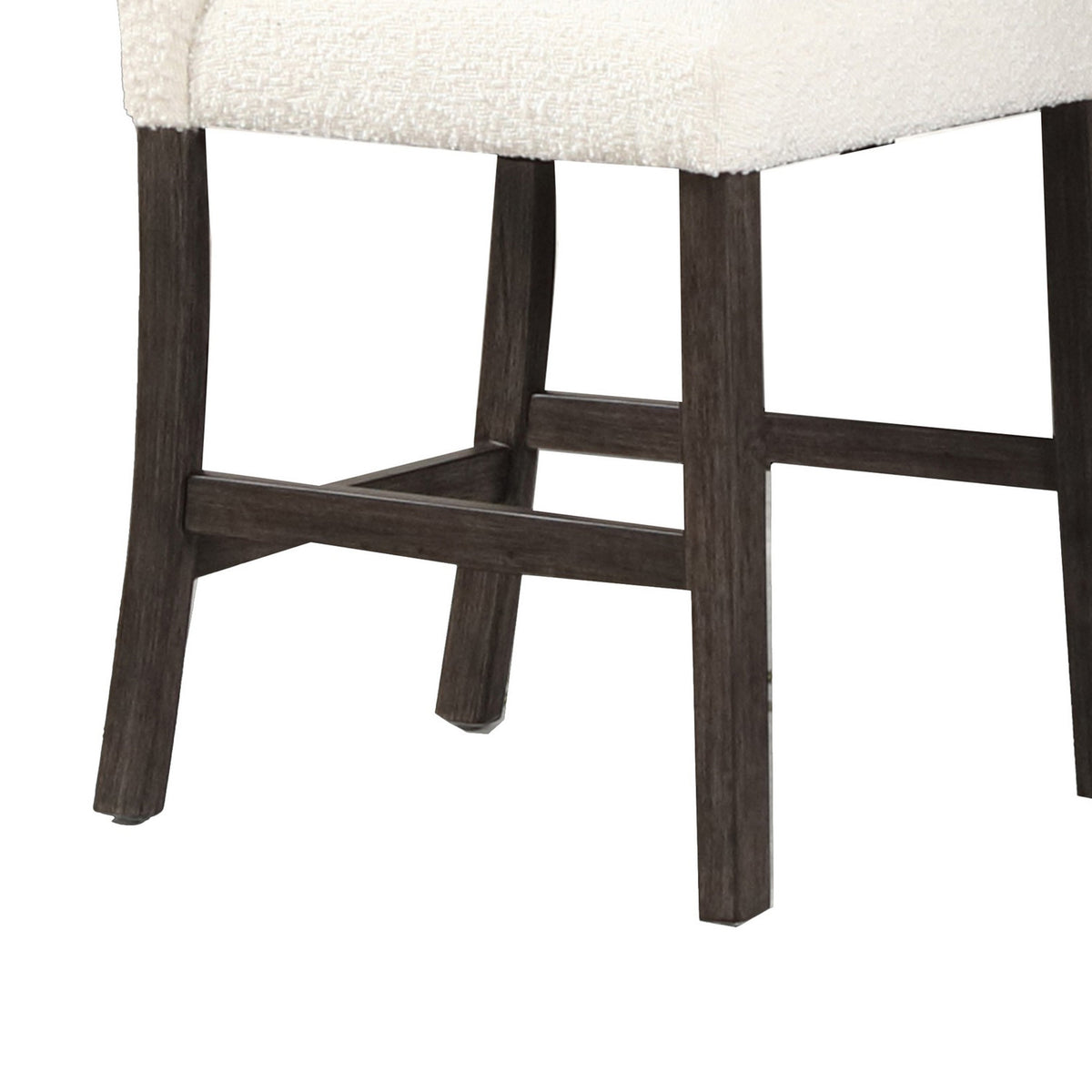 Ghy 25 Inch Dining Side Chair Set of 2, White Textured Upholstery, Brown