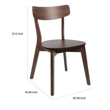 Aby Dining Side Chair, Wooden Round Seat, Open Panel Back, Walnut Brown