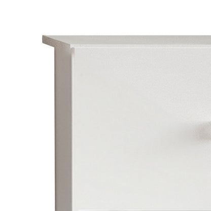Ruo 25" Inch Modern Nightstand, 2 Drawers, Chrome Plinth Base, White Wood