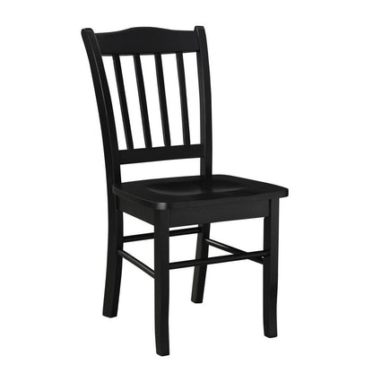 Nova 18 Inch Dining Side Chair Set of 2, Slatted Backrests, Jet Black Wood