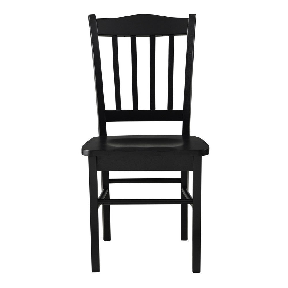Nova 18 Inch Dining Side Chair Set of 2, Slatted Backrests, Jet Black Wood