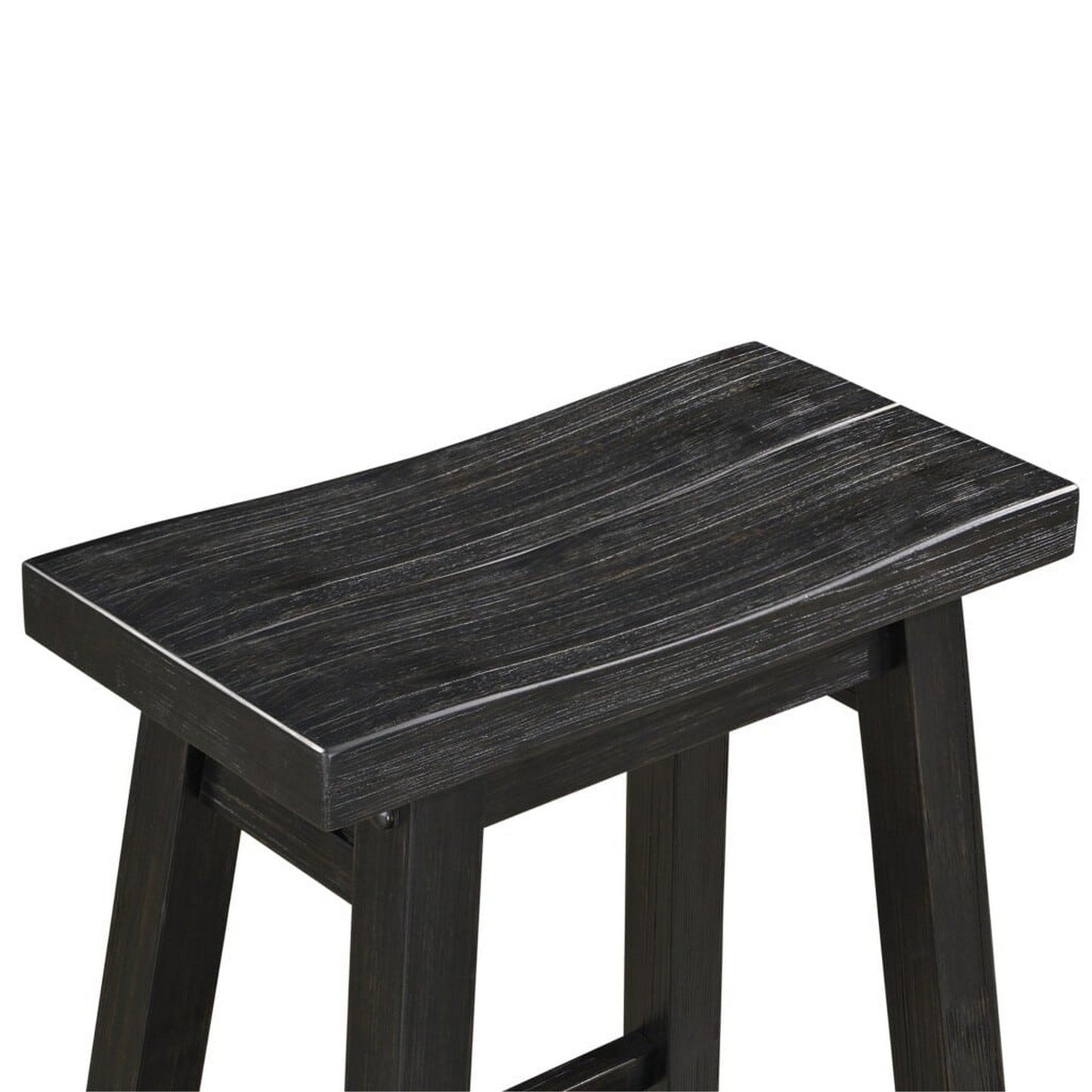 Amber 24 Inch Counter Stool, Ergonomic Saddle Seats, Charcoal Black Wood
