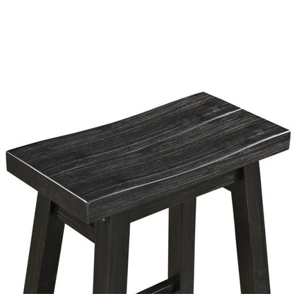 Amber 24 Inch Counter Stool, Ergonomic Saddle Seats, Charcoal Black Wood