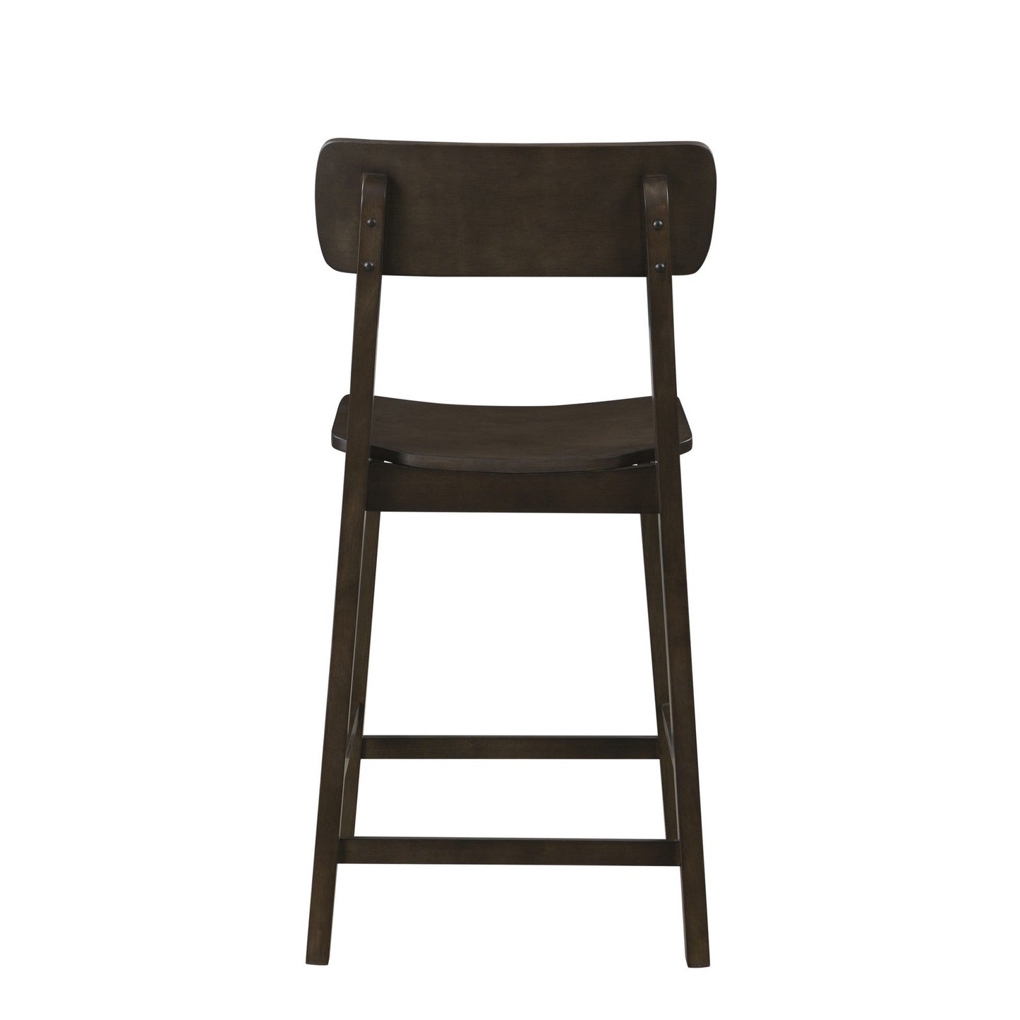 24 Inch Counter Stool Chair, Rubberwood Curved Back and Seat, Dark Gray