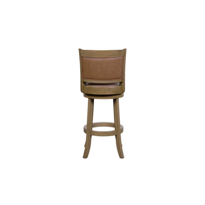 Haley 26 Inch Swivel Counter Height Chair Chestnut Brown Wood, Faux Leather