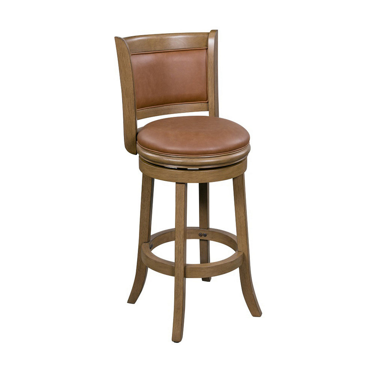 Haley 26 Inch Swivel Counter Height Chair Chestnut Brown Wood, Faux Leather
