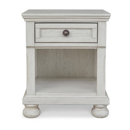 Lea 27 Inch Nightstand, Single Drawer Traditional Style, Open Cubby, White
