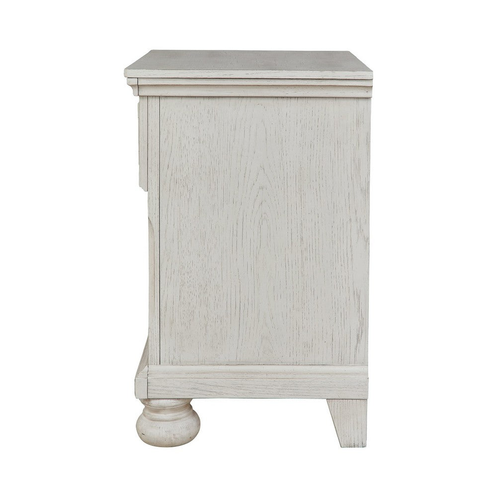 Lea 27 Inch Nightstand, Single Drawer Traditional Style, Open Cubby, White