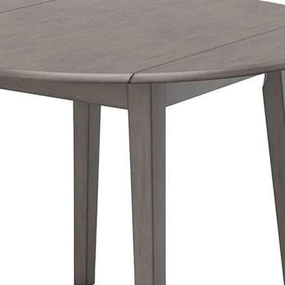 Ora 43 Inch Dining Table, Round Surface, Dual Drop Leaves, Smooth Gray
