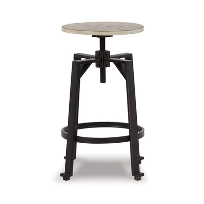 Xin 22-27 Inch Barstool, Set of 2, Adjustable Height, Light Brown, Black