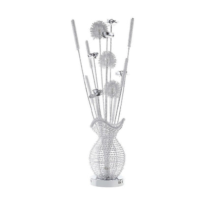Bella 36 Inch Vase Accent Table Lamp, Filament Flowers LED Light, Chrome