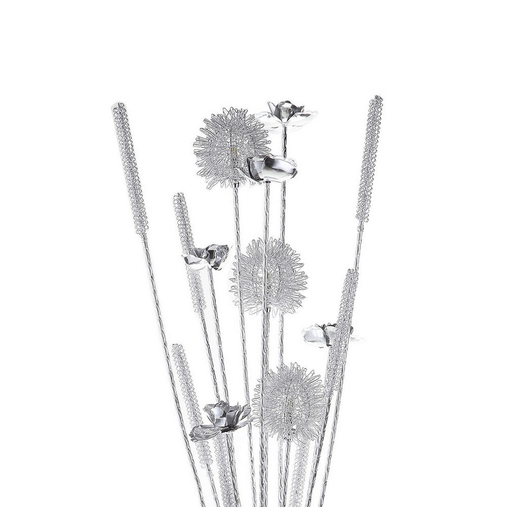Bella 36 Inch Vase Accent Table Lamp, Filament Flowers LED Light, Chrome