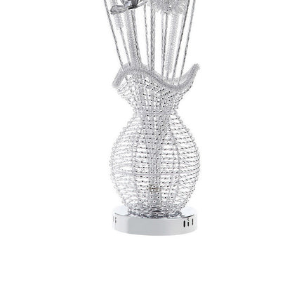 Bella 36 Inch Vase Accent Table Lamp, Filament Flowers LED Light, Chrome