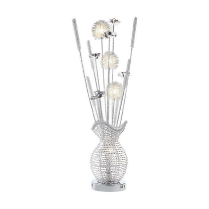 Bella 36 Inch Vase Accent Table Lamp, Filament Flowers LED Light, Chrome