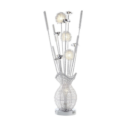 Bella 36 Inch Vase Accent Table Lamp, Filament Flowers LED Light, Chrome