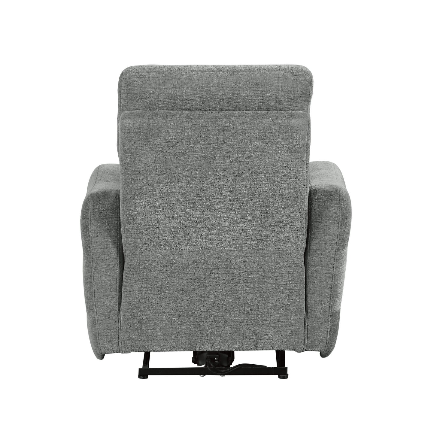 Eddie 38 Inch Power Lay Flat Recliner Chair, Gray Chenille, Power Headrest