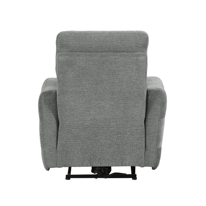 Eddie 38 Inch Power Lay Flat Recliner Chair, Gray Chenille, Power Headrest
