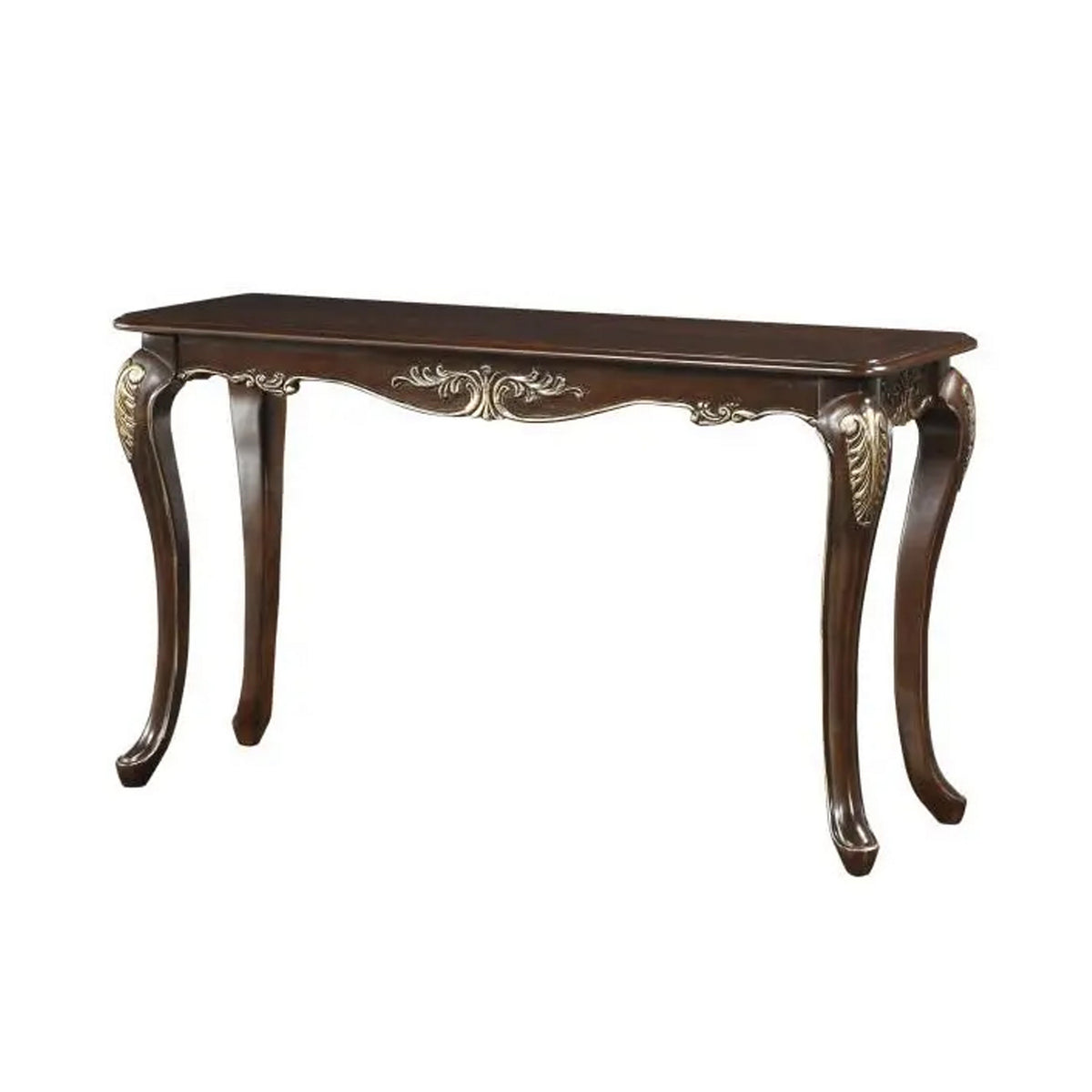 Croy 52 Inch Sofa Table, Classic Cabriole Legs, Cherry Brown