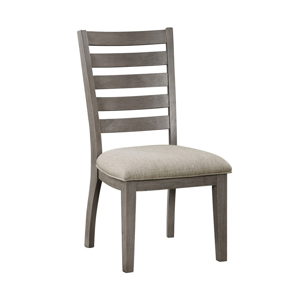 Trea 23 Inch Side Dining Chairs Set of 2, Ladder Back, Gray
