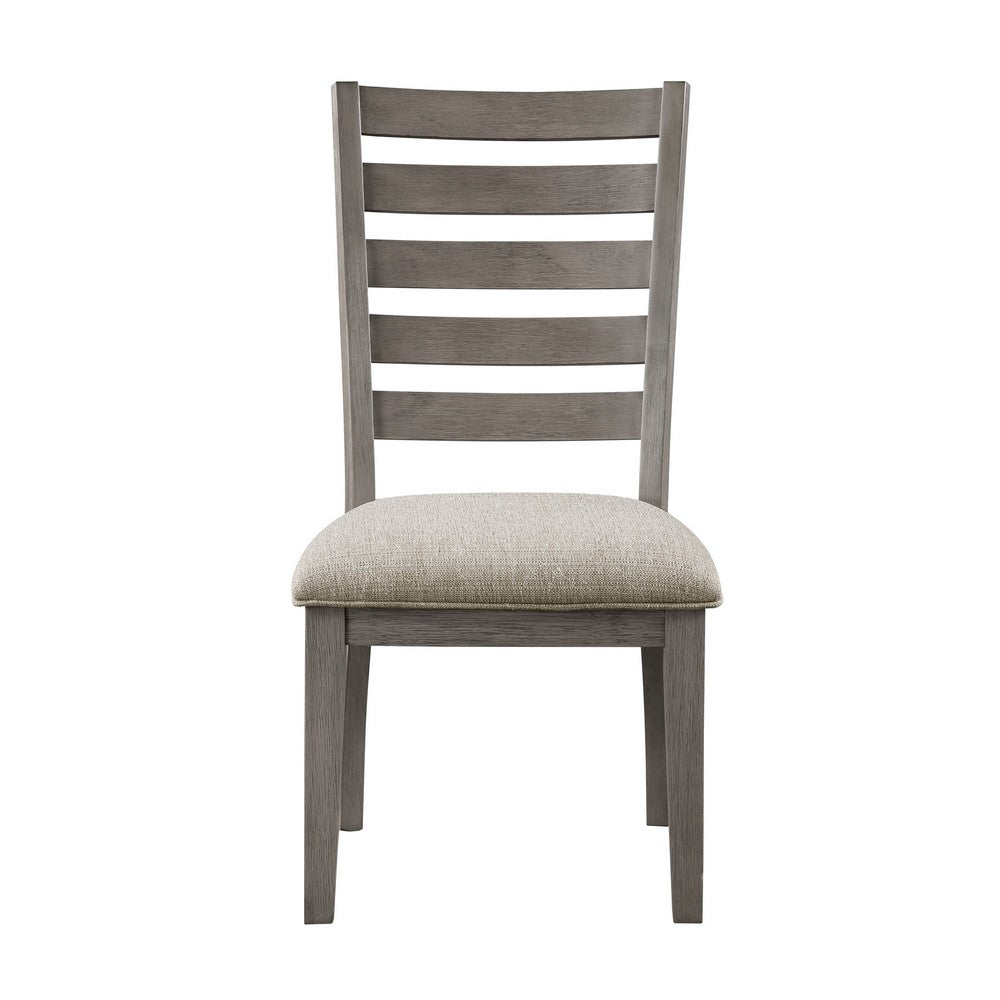 Trea 23 Inch Side Dining Chairs Set of 2, Ladder Back, Gray