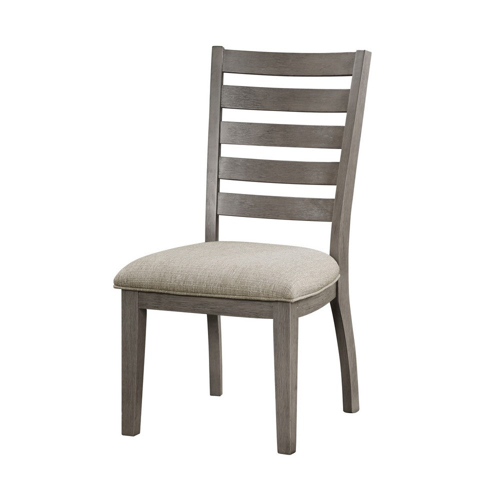 Trea 23 Inch Side Dining Chairs Set of 2, Ladder Back, Gray