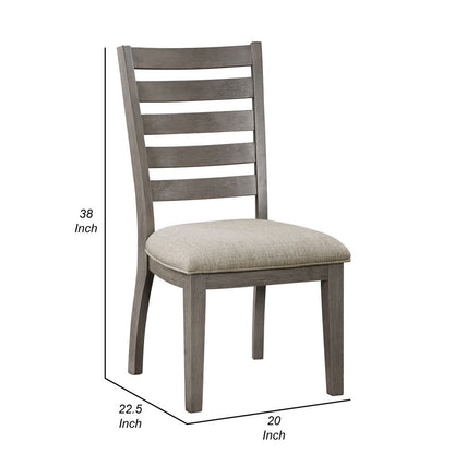 Trea 23 Inch Side Dining Chairs Set of 2, Ladder Back, Gray